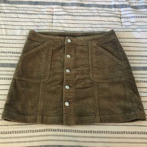 Olive Green Button Down Skirt